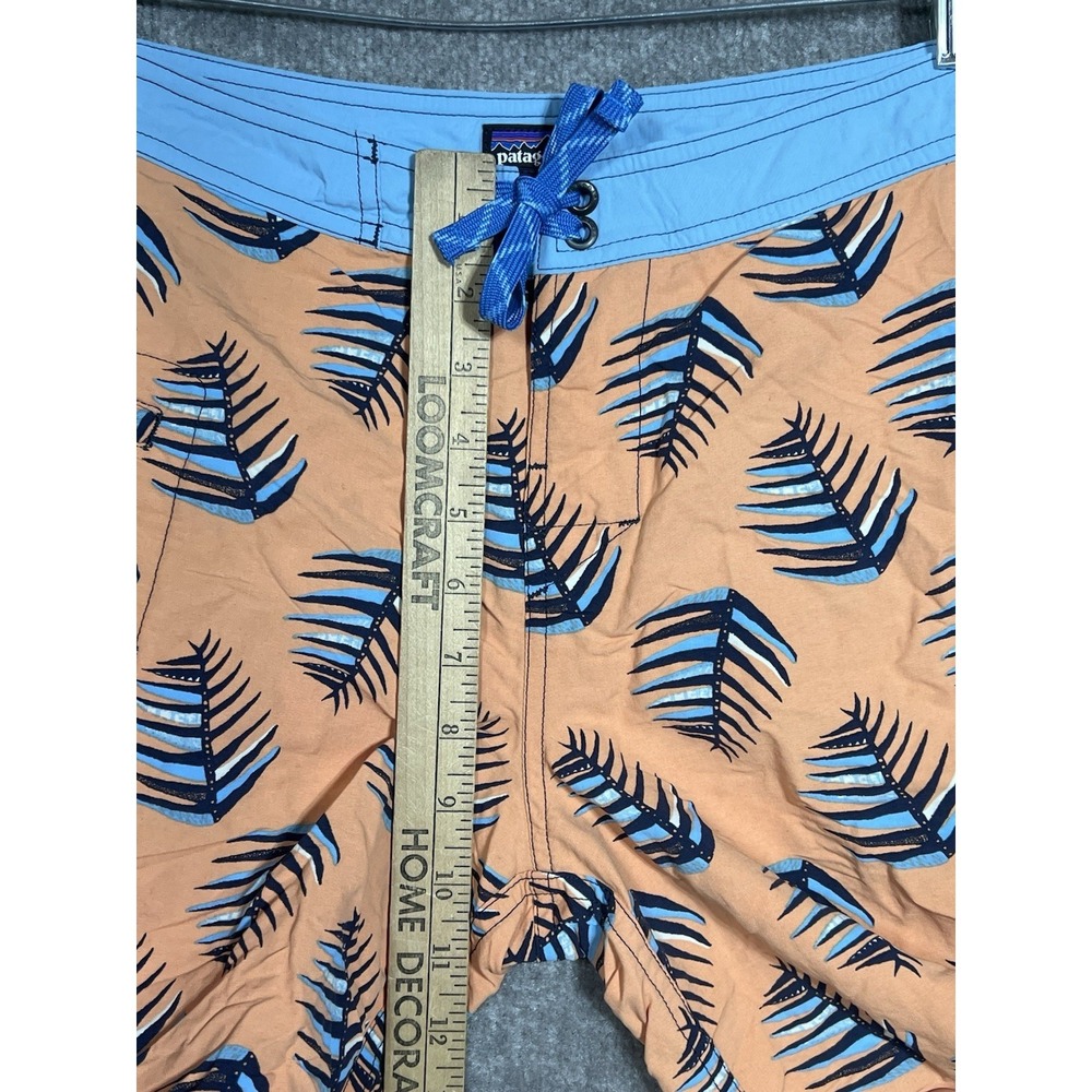 Patagonia Board Shorts Boys Size 12 Orange Blue Nylon Zip Pocket‎ Drawstring - Picture 8 of 9